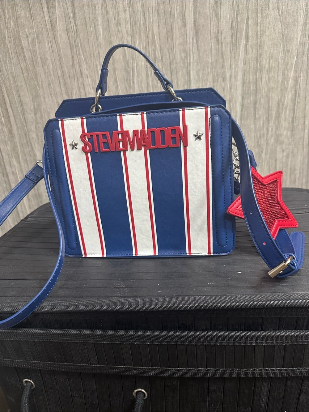 Steve Madden Blue, White & Red Striped Top-Handle Tote